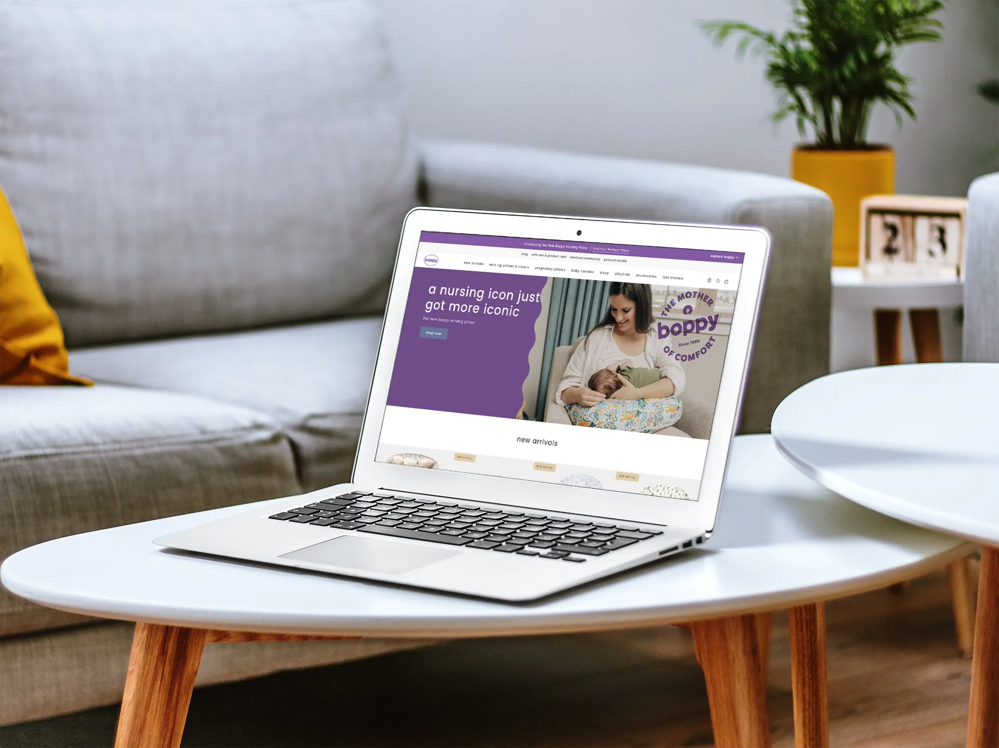 Boppy redesigned e-commerce website displayed on a laptop