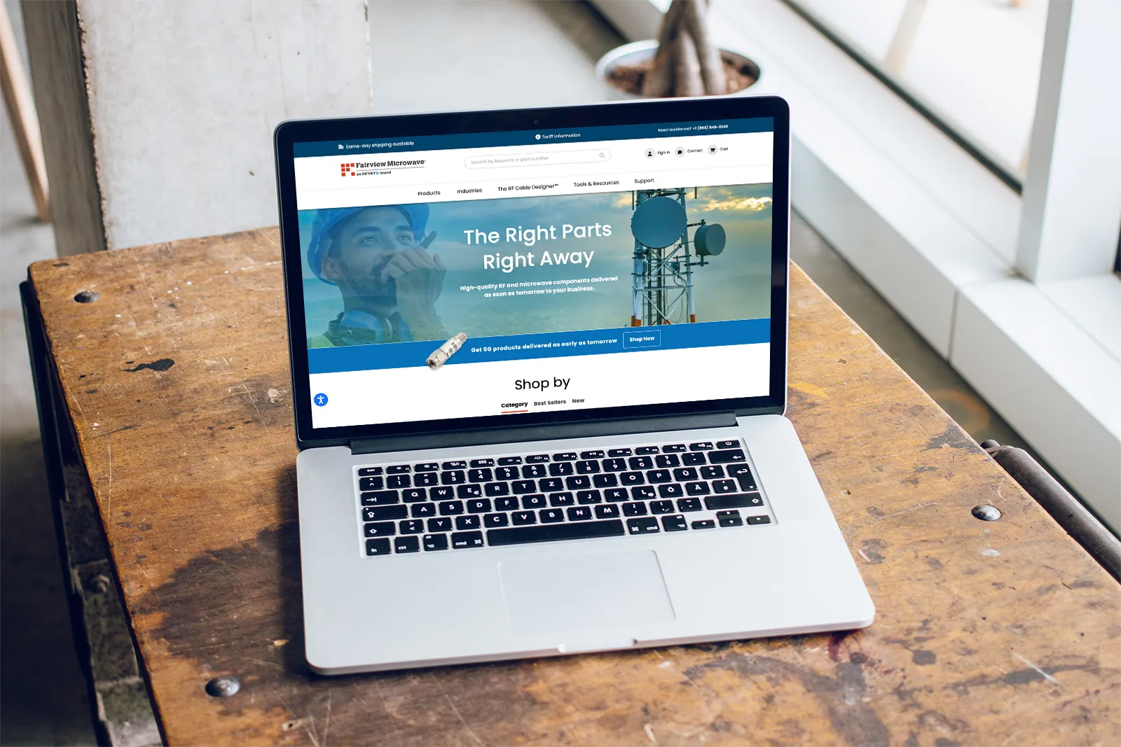 Fairview Microwave redesigned e-commerce experience shown on a laptop