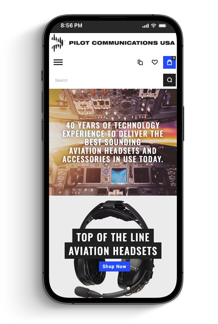 Pilot Communications mobile homepage