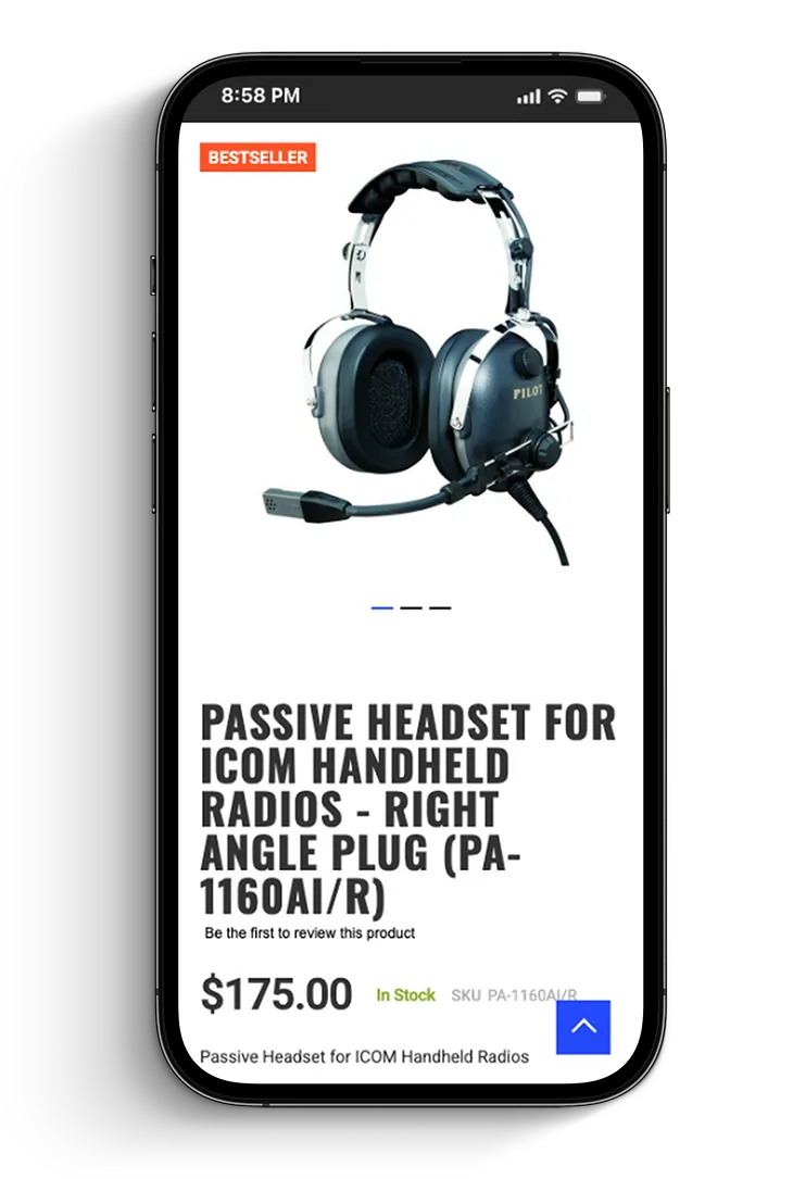 Pilot Communications mobile product detail page