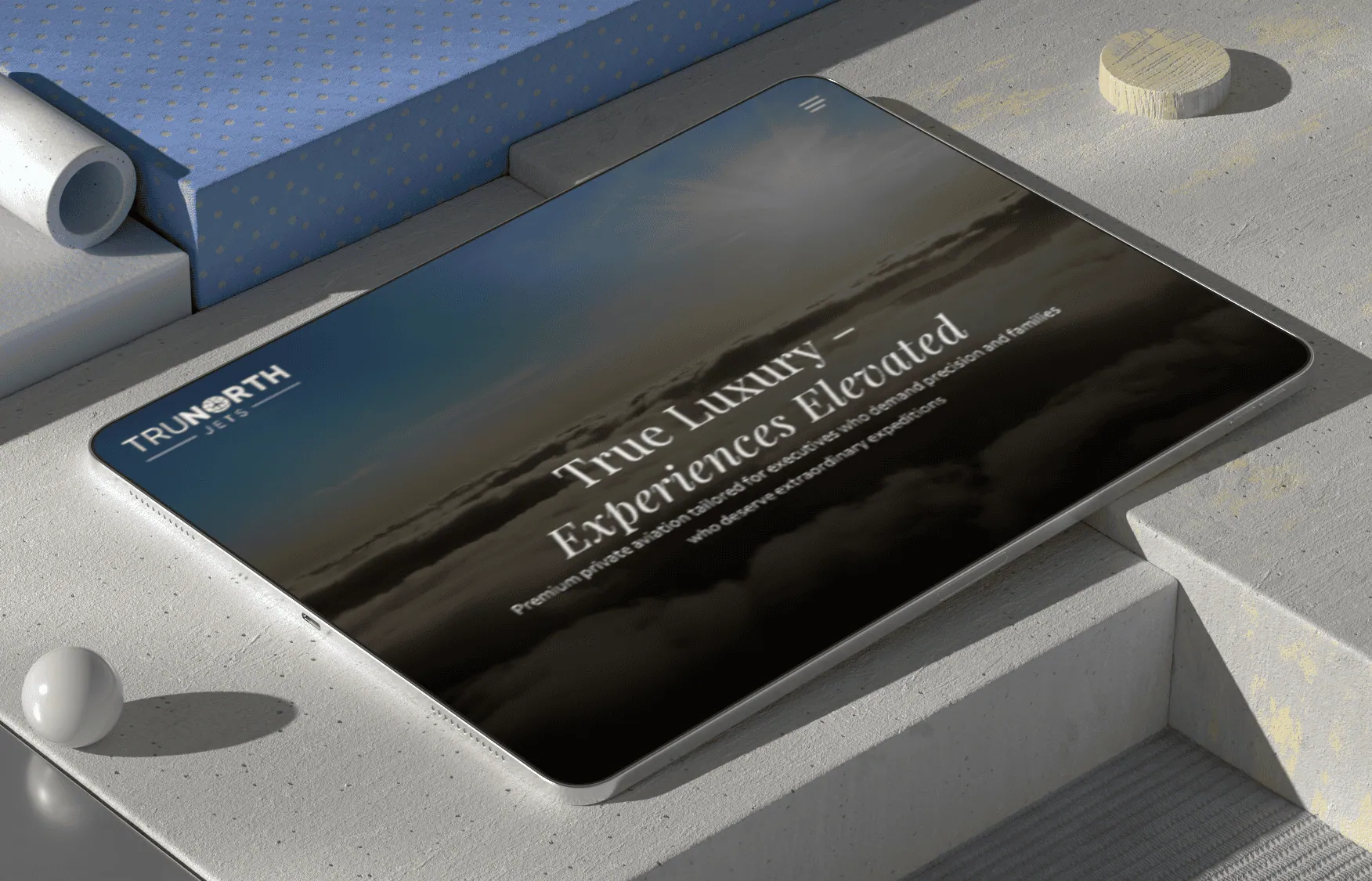 TruNorth Jets website displayed on a tablet